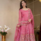 Embroidered Crunchy Silk Gown Sharara Set with Dupatta