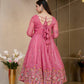 Embroidered Crunchy Silk Gown Sharara Set with Dupatta
