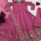 Embroidered Crunchy Silk Gown Sharara Set with Dupatta