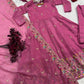 Embroidered Crunchy Silk Gown Sharara Set with Dupatta