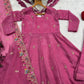 Embroidered Crunchy Silk Gown Sharara Set with Dupatta
