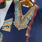Navy Tribal Embroidered Sharara
