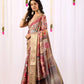 Floral Lichi Silk Saree with Zari Border