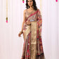Floral Lichi Silk Saree with Zari Border