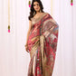 Floral Lichi Silk Saree with Zari Border