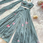 Grey Blue Hand Painted Palazzo Set