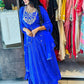 Royal Blue Printed Georgette Lehenga Set with Dupatta
