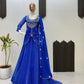 Royal Blue Printed Georgette Lehenga Set with Dupatta