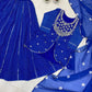 Royal Blue Printed Georgette Lehenga Set with Dupatta