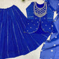 Royal Blue Printed Georgette Lehenga Set with Dupatta