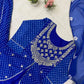 Royal Blue Printed Georgette Lehenga Set with Dupatta