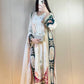 Ivory Sequin Applique Kaftan Set