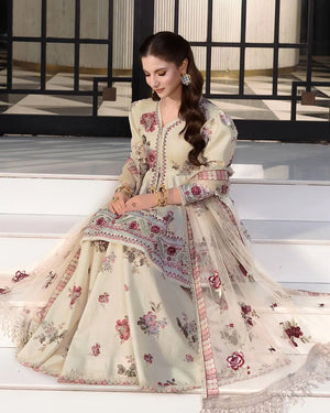 Ivory Floral Peplum Sharara Set
