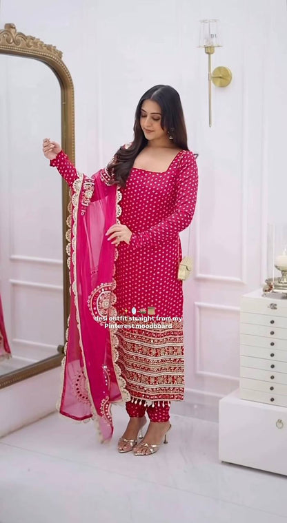 Rani Pink Polka Print Sharara