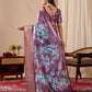Floral Lichi Silk Saree with Zari Border