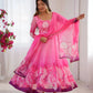 Soft Organza Silk Floral Anarkali Set with Gota Patti Dupatta