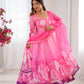 Soft Organza Silk Floral Anarkali Set with Gota Patti Dupatta