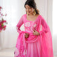 Soft Organza Silk Floral Anarkali Set with Gota Patti Dupatta