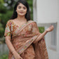 Rust Organza Floral Print Saree