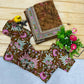 Rust Organza Floral Print Saree