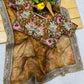 Rust Organza Floral Print Saree