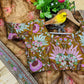Rust Organza Floral Print Saree