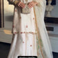 Ivory Zari Embroidered Palazzo Suit