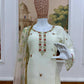 Ivory Zari Embroidered Palazzo Suit