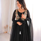 Black Printed Koti Anarkali Gown
