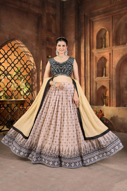 Blush Georgette Sequin Lehenga with Dupatta
