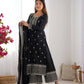 Pure Chinon Silk Embroidered Suit Set with Lace Dupatta