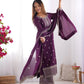 Pure Chinon Silk Embroidered Suit Set with Lace Dupatta