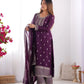 Pure Chinon Silk Embroidered Suit Set with Lace Dupatta