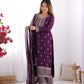 Pure Chinon Silk Embroidered Suit Set with Lace Dupatta