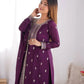 Pure Chinon Silk Embroidered Suit Set with Lace Dupatta