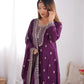 Pure Chinon Silk Embroidered Suit Set with Lace Dupatta