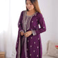 Pure Chinon Silk Embroidered Suit Set with Lace Dupatta