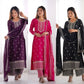 Pure Chinon Silk Embroidered Suit Set with Lace Dupatta