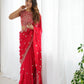 Crimson Sequin Embroidered Saree
