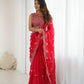 Crimson Sequin Embroidered Saree