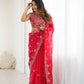 Crimson Sequin Embroidered Saree