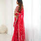 Crimson Sequin Embroidered Saree