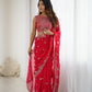 Crimson Sequin Embroidered Saree