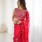 Crimson Sequin Embroidered Saree