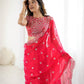Crimson Sequin Embroidered Saree