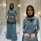 Slate Blue Beadwork Sharara Set
