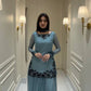 Slate Blue Beadwork Sharara Set