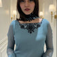 Slate Blue Beadwork Sharara Set