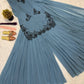 Slate Blue Beadwork Sharara Set