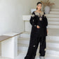 Black Crape Silk Embroidered Suit Set with Palazzo & Georgette Dupatta